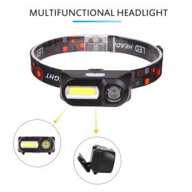 New Strong Changing Light Outdoor Head Lamp Cobled Multi-Function Headlight USB Charging - Black