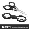 Foldable Fishing Scissors Carbon Steel Knife Edge Shears Fishing Line Cutting Tools Fishing Scissors Fishing Tackle Supplies - Blcak G679C