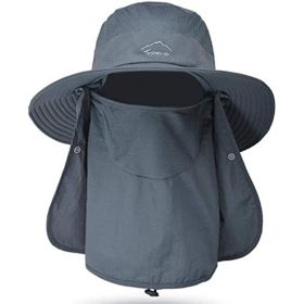 Fishing Hat/Boonie Hat; Sun hat Detachable UV Sun Screen Wide Brim Hat With Face Cover & Neck Flap; hiking hat - Khaki