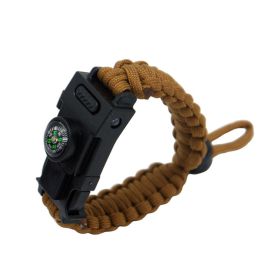 Outdoor Umbrella Rope Knife Camping Bracelet For Survival - Brown