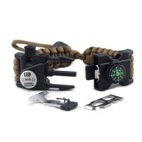 Parachute Cord Braided Adjustable Survival Bracelet - Brown