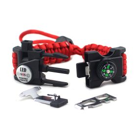 Parachute Cord Braided Adjustable Survival Bracelet - Red