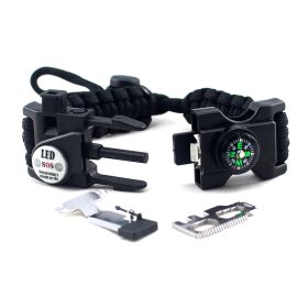 Parachute Cord Braided Adjustable Survival Bracelet - Black