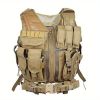 Tactical Vest for Men with Detachable Belt and Subcompact/Compact/Standard Holster for Pistol - Perfect for Airsoft and Military Training - Brown