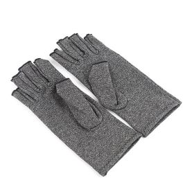 1pair Arthritis Fingerless Compression Gloves; Outdoor Half Finger Knuckle Pressure Gloves (Buy A Size Up) - Grey - L