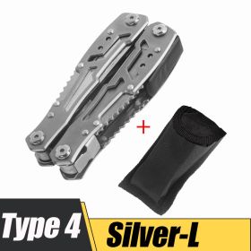 Multifunction Stainless Steel Multi-tool Pocket Knife Pliers Folding Pliers Mini Portable Folding Pliers Folding Blade Knife - Silver-L