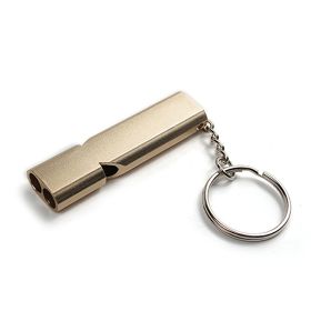 Portable Aluminum Safety Whistle For Outdoor Camping Backpacking Hiking; Emergency Survival Tool - Golden