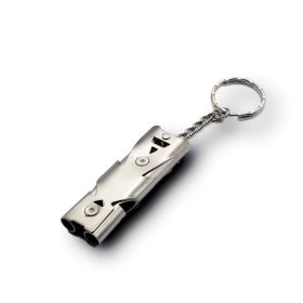 Stainless Whistle Double Tube Lifesaving Emergency SOS Outdoor Survival Whistle - Silvery