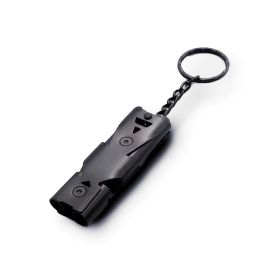 Stainless Whistle Double Tube Lifesaving Emergency SOS Outdoor Survival Whistle - Black