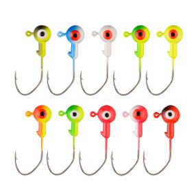 10pcs Round Painted Ball Head Jig Hooks Kit For Soft Baits; Fishing Lures; For Bass Trout Freshwater Saltwater - Color 3.5g - 10pcs