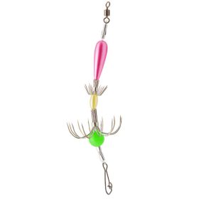 Double Row Cuttlefish Soft Hook; Carbon Steel Spineless Umbrella Squid Hook; Fishing Tackle For Freshwater Saltwater - Pink