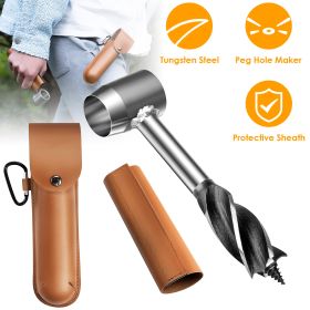 Outdoor Survival Tools for Bushcraft Hand Auger Wrench Woodworking Drill Survival Settler Tool Scotch Eye Auger - Orange & Silver