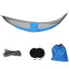 Travel Camping Hammock with Net Mosquito Lightweight Nylon Fabric - Gray & Blue - Hammock