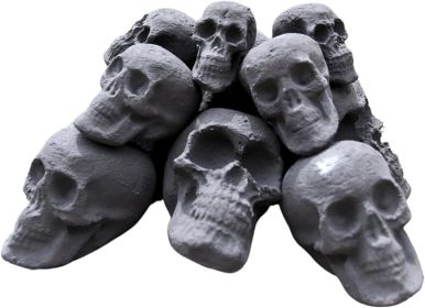 Ceramic Skulls for Fire Pit, Outdoor Fire Tables, 7pcs Reusable Spooky Imitated Human Skull Gas Log for Party, Bonfire,Campfires,Fireplaces, 3 inch -