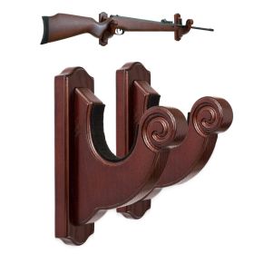 Gun Rack Wall Mount Hold Up Displays Horizontal Gun Rack and Shotgun Hooks Store Rifle Shotgun Bow Real Hardwood Hanger Twisted (Red) - Teslyar