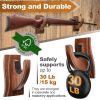 Gun Rack Wall Mount Hold Up Displays Horizontal Gun Rack and Shotgun Hooks Store Rifle Shotgun Bow Real Hardwood Hanger Brown - Teslyar