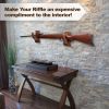 Gun Rack Wall Mount Hold Up Displays Horizontal Gun Rack and Shotgun Hooks Store Rifle Shotgun Bow Real Hardwood Hanger Brown - Teslyar