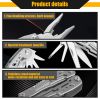 Multifunction Stainless Steel Multi-tool Pocket Knife Pliers Folding Pliers Mini Portable Folding Pliers Folding Blade Knife - Silver-L