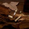 1pc Mini Brass Capsule Knife; Stainless Steel Portable Pocket Knife; Survival Knife With Keychain Pendant; Outdoor Fishing Accessories - 1pc