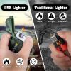 1pc Waterproof Windproof Lighter; USB Rechargeable Outdoor Dual Arc Lighter Flameless Plasma Lighters For Camping; Hiking; Emergency Survival - Green