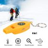 4 In 1 Emergency Survival Whistle With Compass Thermometer Magnifier For Hiking Camping Hunting Fishing - Black