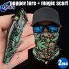 1pc Popper Lure Skull Fishing Lure Artificial Bait + 1pc Mask Magic Scarf Headband Balaclavas - (208-1+MS027)