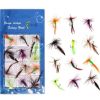 12pcs/Set Insects Flies Fly Fishing Lures Bait High Carbon Steel Hook Fish Tackle With Super Sharpened Crank Hook Decoy; Assorted Varieties - Bionic F