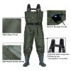 BELLE DURA Fishing Waders Chest Waterproof Light Weight Nylon Bootfoot Waders for Men Women with Boots - Army Green - Men 12 / Women 14