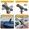 Boat Fishing Pole Rod Holder 360¬∞ Rotatable Kayak Side Rail Mount Adjustable Folding Rod Holder with Large Clamp - Black