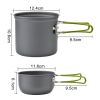 5Pcs Camping Cookware Mess Kit with Lightweight Aluminum Pot Bowl Forks Spoons Knives and Carry Mesh Bag for Outdoor Camping Hiking and Picnic - Orang