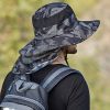 Fishing Hat; Waterproof Sun Protection Boonie Hat For Outdoor Safari Hunting Hiking Gardening - Grey