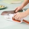 1pc 4-in1 Manual Knife Sharpener Scissor Sharpener Multifunctional Whetstone With Non-slip Bottom - White Orange