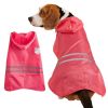 Pet Raincoat Medium Dog Golden Retriever Waterproof Reflective Strip Outdoor Raincoat - red - S