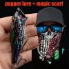 1pc Popper Lure Skull Fishing Lure Artificial Bait + 1pc Mask Magic Scarf Headband Balaclavas - (208-5+MS-068)