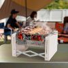 Outdoor Portable Folding Charcoal BBQ Grill Stove - Beige & Silver - BBQ Grill