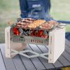 Outdoor Portable Folding Charcoal BBQ Grill Stove - Beige & Silver - BBQ Grill