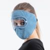 Windproof Face Warm Mask; Winter Ski Breathable Masks Fleece Face Shield Caps With HD Goggles Anti-fog Cycling Balaclava - Coffee