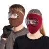 Windproof Face Warm Mask; Winter Ski Breathable Masks Fleece Face Shield Caps With HD Goggles Anti-fog Cycling Balaclava - Pink