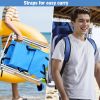 Folding Beach Chair Set of 2 for Adults, 4 Position Portable Backpack Foldable Camping Chair with Headrest Cup Holder and Wooden Armrests, Blue - as p